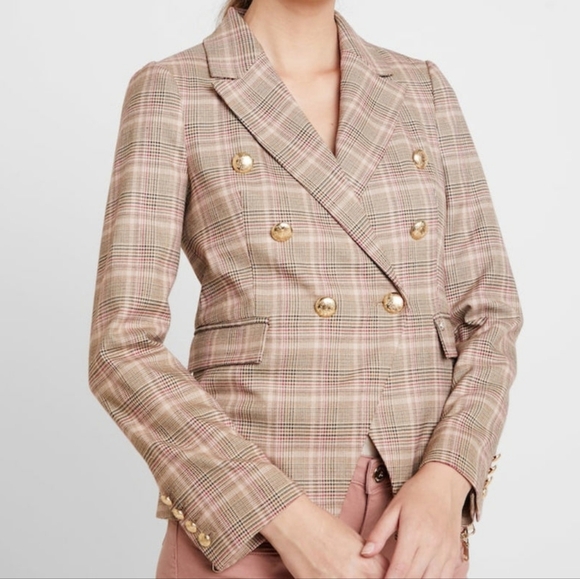 Mos Mosh Beliz Fara Double Breasted Feminine Blazer Vintage Rose Check Size XS. - Picture 12 of 15